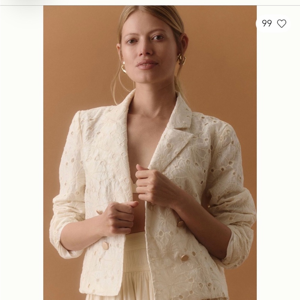 dolan Cream Eyelet Lace Blazer Jacket
